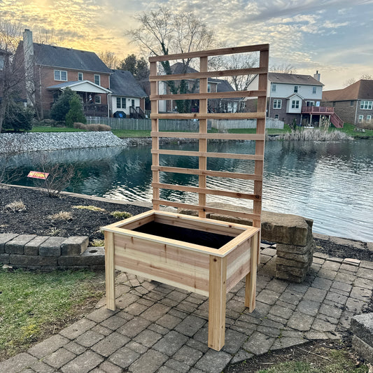 Elevated Garden Bed 24" tall (with 48" tall Trellis) 6' total height