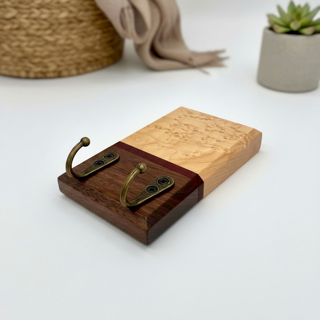 Key Holder | Birdseye Maple, Purpleheart, Black Walnut