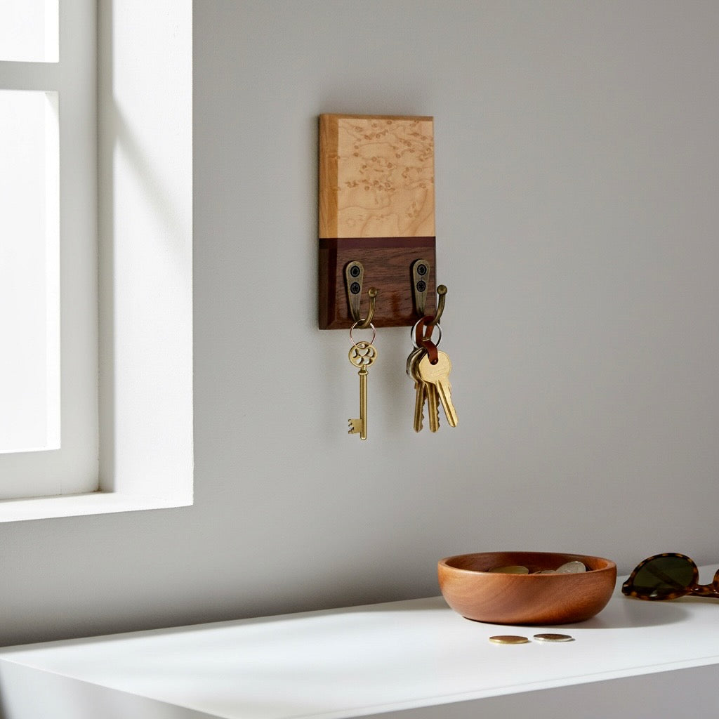 Key Holder | Birdseye Maple, Purpleheart, Black Walnut