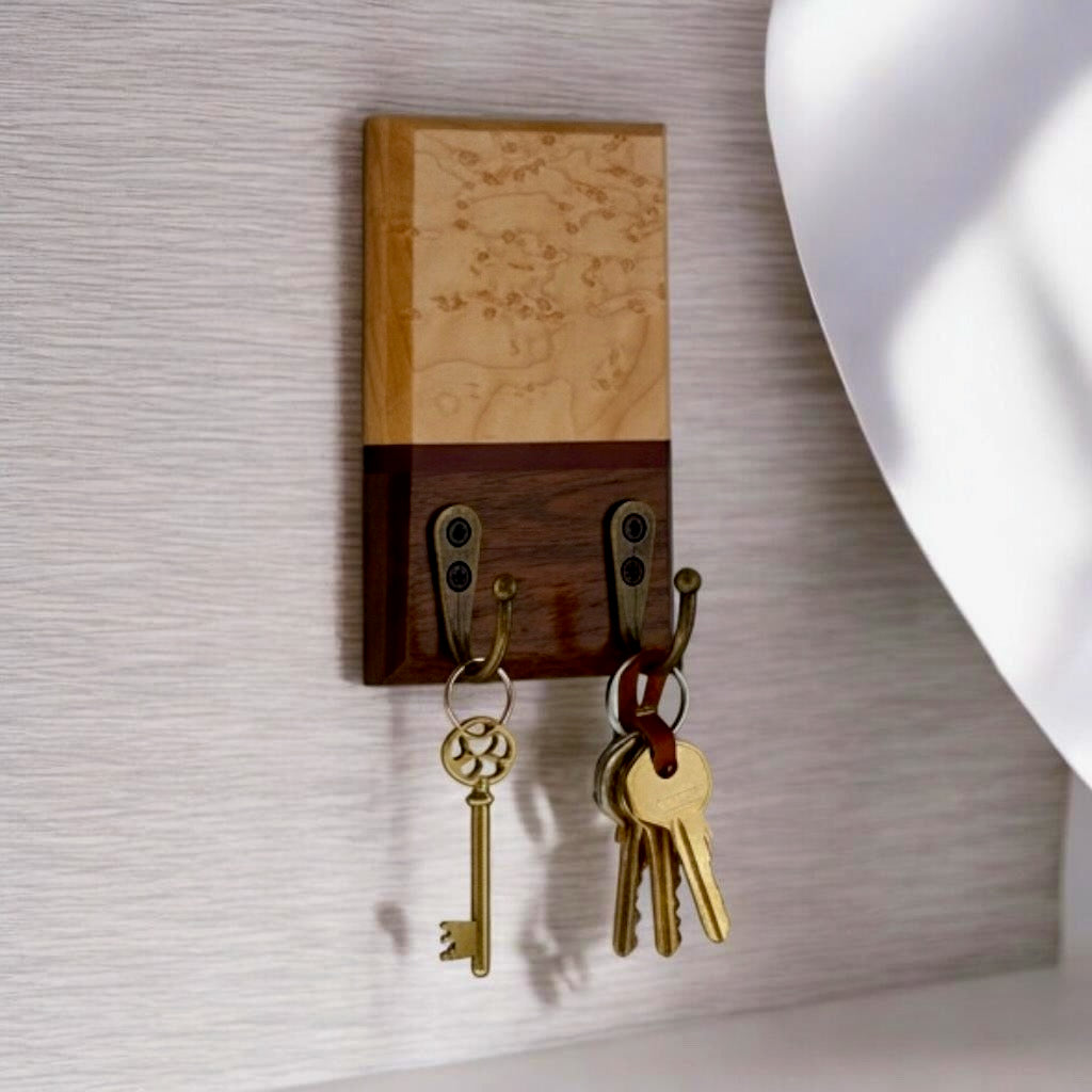 Key Holder | Birdseye Maple, Purpleheart, Black Walnut